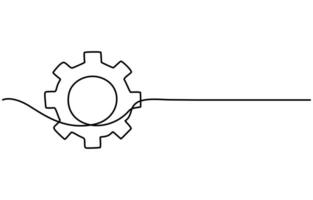 In the shape of gears with a paper airplane One continuous editable line illustration vector