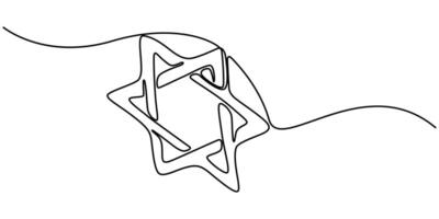 Star of David Doodle Continuous One Line art vector