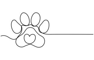 Simple and elegant continuous line drawing representing a paw print vector