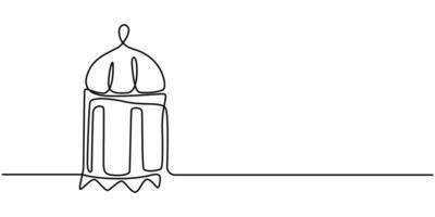 Retro candleholder with candle continuous one line drawing vector