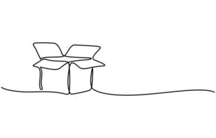 Continuous one line packing box on white background vector