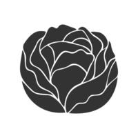 Cabbage icon logo, silhouette template. Isolated on white background. vector