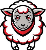 A cartoon sheep with red and white stripes vector