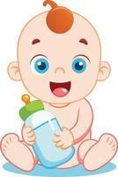 Baby with bottle vector