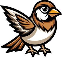 A cartoon sparrow bird with wings spread vector