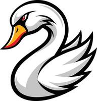 A white swan head with red beak vector