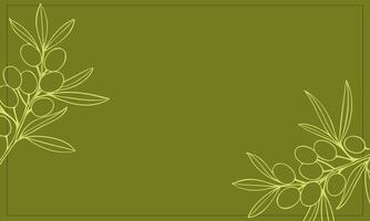 Banner with olives in frame and place for insert, label, olive horizontal background for design. vector