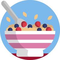 A bowl of cereal with berries and oats vector