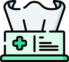 A medical mask on a box with a cross on it vector