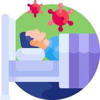 Illustration of a man sleeping in bed with a virus vector