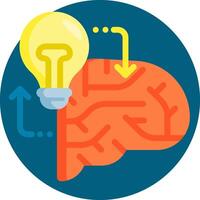 An illustration of a brain with an idea bulb vector