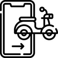 A black and white illustration of a scooter and a phone vector