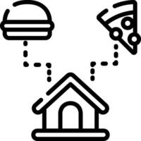A pizza and a house with a pizza and a hamburger vector