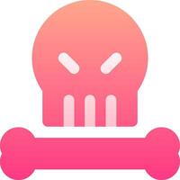 A skull and bone icon with a pink background vector