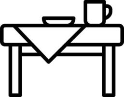 A black and white image of a table with a cup and plate vector