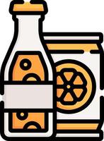 A can of soda and a bottle of orange juice vector