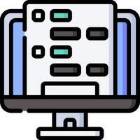 A computer monitor with a list of items on it vector