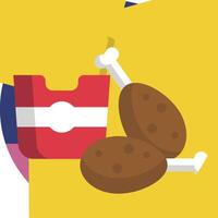 A bag of chicken and a box of cookies vector