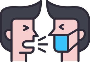 Two men with masks on their faces, one is talking to the other vector