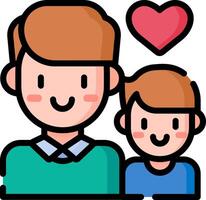 A man and a boy are holding hands with a heart vector