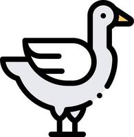 A white goose with a black beak and yellow feet vector