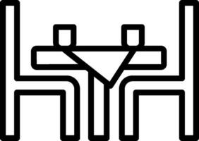 A black and white image of a table and chairs vector
