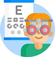 An illustration of a person with glasses and an eye chart vector