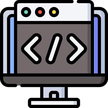 un computadora monitor con código escrito en eso vector