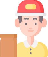 A man in a red hat holding a box vector