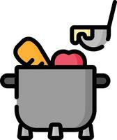 A pot with food and a spoon vector