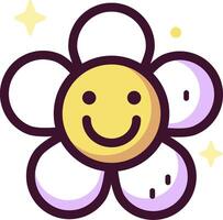 A smiling flower with stars on it vector