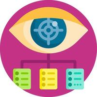 An eye with a map and a list of items vector