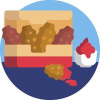 A box with food and a cup of sauce vector