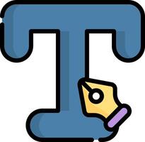 A letter t with a pen and a pencil vector