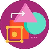 A purple circle with a triangle, a square and a triangle vector