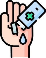 Hand with hand sanitizer and a drop of water vector