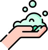A hand holding a soap bubble with bubbles coming out of it vector