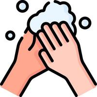 Two hands washing each other with soap vector