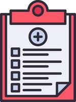 A clipboard with a checklist and a cross vector