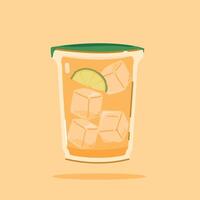 Iced Lemon Tea in a flat plastic cup. suitable for poster and web icon vector