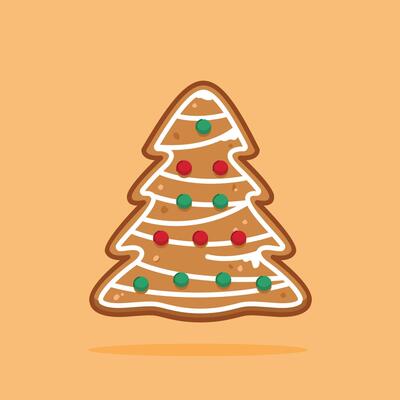 gingerbread christmas tree illustration with lights, suitable for posters and web icons