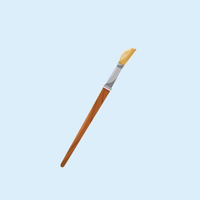 angle paint brush icons, artist items in drawing in flat style, suitable for posters and web icons