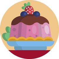 A cake with strawberries and chocolate on top vector