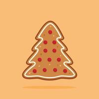minimalist christmas tree shaped gingerbread illustration with red topping, suitable for posters and web icons vector