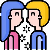A couple kissing with flowers in the background vector
