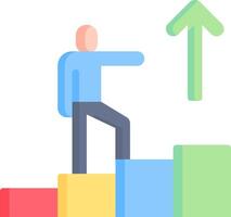 A man is standing on a stair case with an arrow pointing up vector