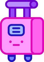 A pink suitcase with a blue handle vector