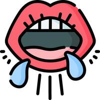 A cartoon mouth with tears on it vector