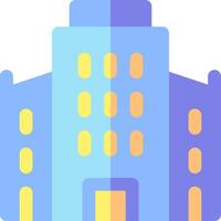 A building with a yellow and blue color scheme vector