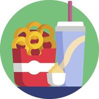 A hamburger and fries are sitting on a table vector